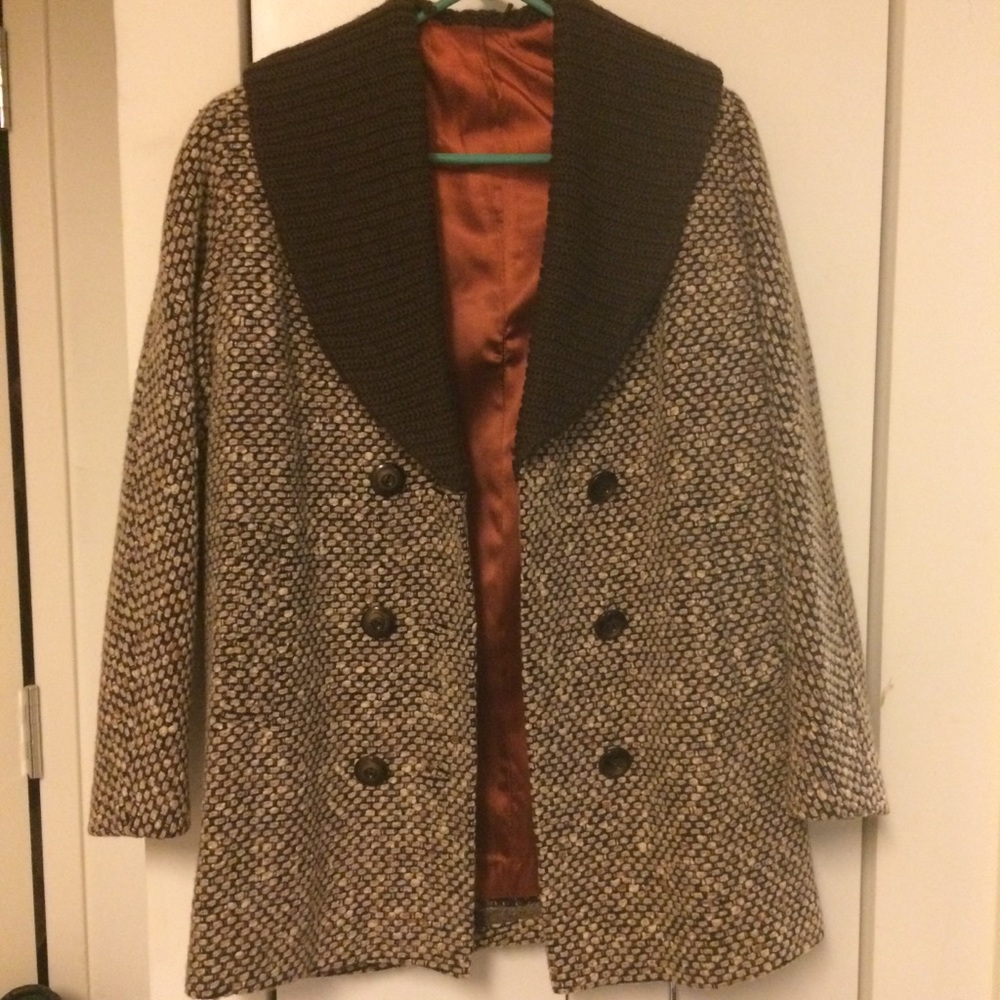 Vintage Double Breasted Coat w/ Sweater Collar - Picture 5 of 15